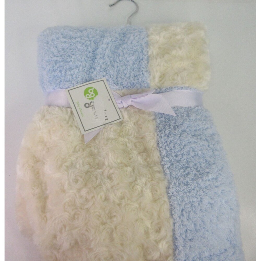 BabyGear Newborn Blanket French Patchwork On Hanger Blue White 30"x30" Polyester